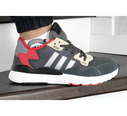 Мужские кроссовки Adidas Nite Jogger BOOST серые с красным