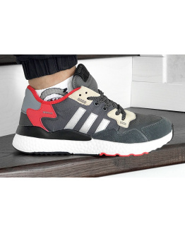 Чоловічі кросівки Adidas Nite Jogger BOOST сірі з червоним