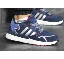 Мужские кроссовки Adidas Nite Jogger BOOST синие с белым