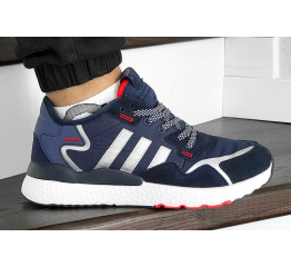 Мужские кроссовки Adidas Nite Jogger BOOST синие с белым