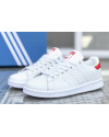 Мужские кроссовки Adidas Stan Smith белые с красным
