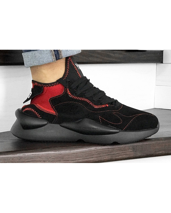 Чоловічі кросівки Adidas Y-3 Kaiwa чорні з червоним