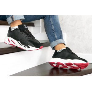 Чоловічі кросівки Adidas Yeezy Boost 700 V2 Static чорні з білим и красным