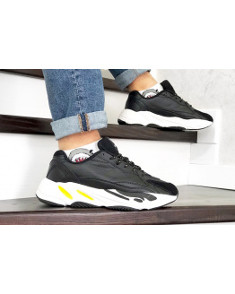 Чоловічі кросівки Adidas Yeezy Boost 700 V2 Static чорні з білим и желтым