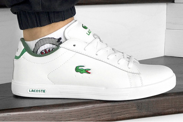 Мужские кроссовки Lacoste Carnaby белые с зеленым
