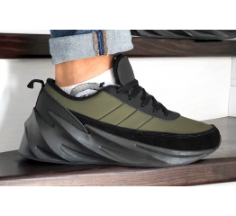 Мужские кроссовки на меху Adidas Sharks Fur хаки с черным