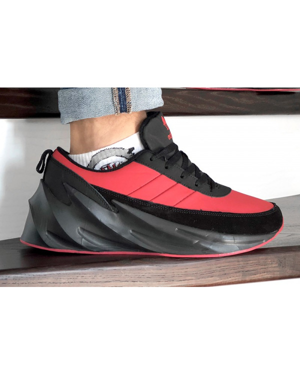 Чоловічі кросівки зимові Adidas Sharks Fur червоні з чорним