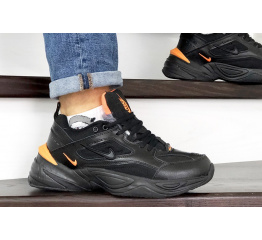 Купить Мужские кроссовки на меху Nike M2K Tekno черные с оранжевым