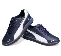 Мужские кроссовки на меху Puma BMW Motorsport темно-синие с белым