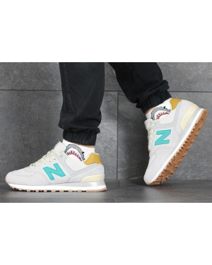 Чоловічі кросівки New Balance 574 светло-бежеві з бірюзовим