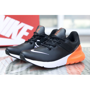 Мужские кроссовки Nike Air Max 270 Premium Leather черные с оранжевым