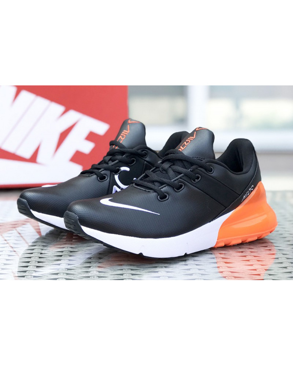 Мужские кроссовки Nike Air Max 270 Premium Leather черные с оранжевым