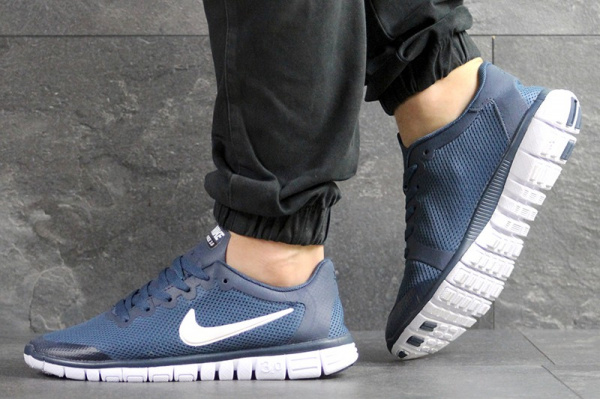 Мужские кроссовки Nike Free Run 3.0 V2 синие с белым