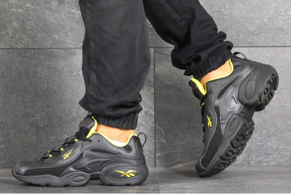 Мужские кроссовки Reebok DMX черные с желтым