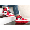 Мужские высокие кроссовки на меху Nike Air Jordan 1 Retro High OG красные с белым