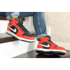 Мужские высокие кроссовки на меху Nike Air Jordan 1 Retro High OG красные с черным и белым