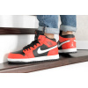 Мужские высокие кроссовки на меху Nike Air Jordan 1 Retro High OG красные с черным и белым