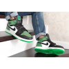 Мужские высокие кроссовки на меху Nike Air Jordan 1 Retro High OG зеленые с черным и белым