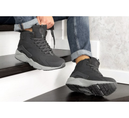 Купить Мужские высокие кроссовки на меху Nike Air Huarache High Top серые в Украине