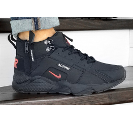 Купить Мужские высокие кроссовки на меху Nike Huarache х Acronym City Mid dark blue/red