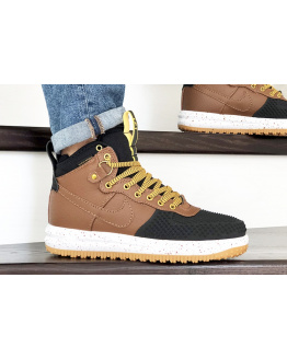 Чоловічі високі кросівки Nike Lunar Force 1 Duckboot коричневі з чорним