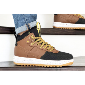 Мужские высокие кроссовки Nike Lunar Force 1 Duckboot коричневые с черным