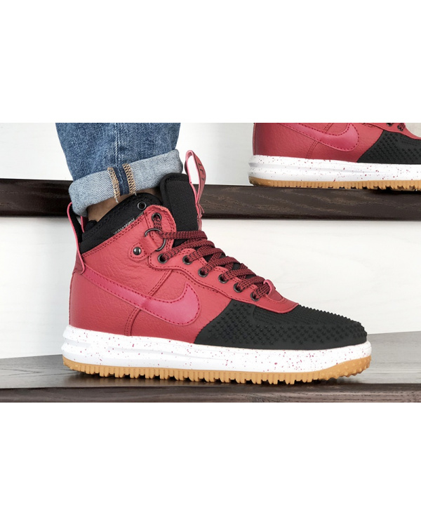 Чоловічі високі кросівки Nike Lunar Force 1 Duckboot червоні з чорним