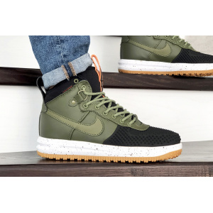 Мужские высокие кроссовки Nike Lunar Force 1 Duckboot зеленые с черным