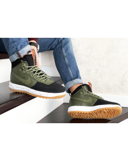 Чоловічі високі кросівки Nike Lunar Force 1 Duckboot зелені з чорним