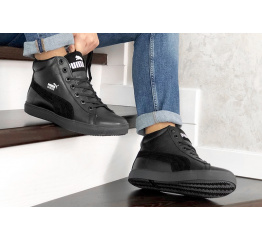 Купить Мужские высокие кроссовки на меху Puma Suede Winter черные в Украине
