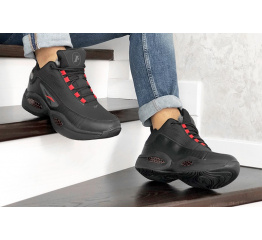 Купить Мужские высокие кроссовки на меху Reebok Iverson Legacy черные с красным в Украине