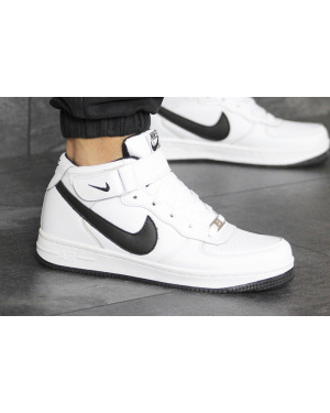 Чоловічі високі кросівки Nike Air Force 1 Mid білі з чорним