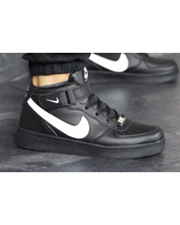 Чоловічі високі кросівки Nike Air Force 1 Mid чорні з білим
