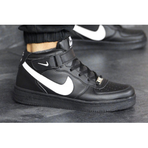 Мужские высокие кроссовки Nike Air Force 1 Mid черные с белым