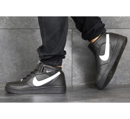 Мужские высокие кроссовки Nike Air Force 1 Mid черные с белым