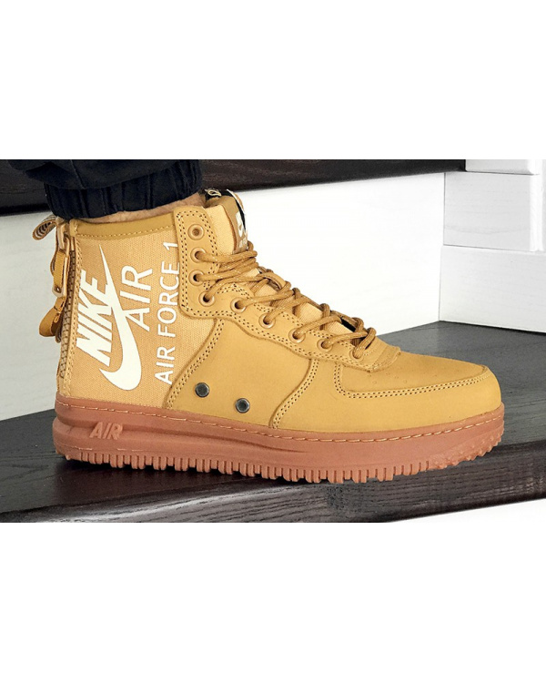 Мужские высокие кроссовки Nike SF Air Force 1 Mid горчичные