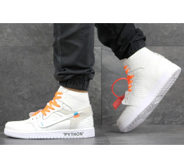 Мужские высокие кроссовки Nike x Off White Air Jordan 1 "PYTHON" белые