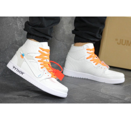 Мужские высокие кроссовки Nike x Off White Air Jordan 1 "PYTHON" белые