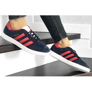 Женские кроссовки Adidas Gazelle темно-синие с красным
