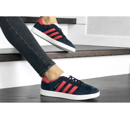 Женские кроссовки Adidas Gazelle темно-синие с красным