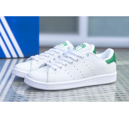 Женские кроссовки Adidas Stan Smith белые с зеленым