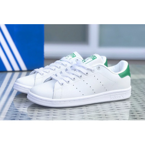 Женские кроссовки Adidas Stan Smith белые с зеленым