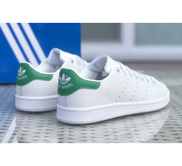 Женские кроссовки Adidas Stan Smith белые с зеленым