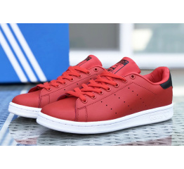 Женские кроссовки Adidas Stan Smith красные с белым