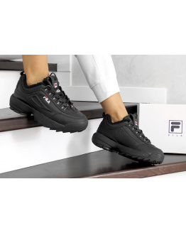 Женские кроссовки на меху Fila Disruptor Winter черные