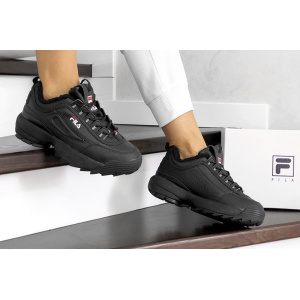 Купить Женские кроссовки на меху Fila Disruptor Winter черные