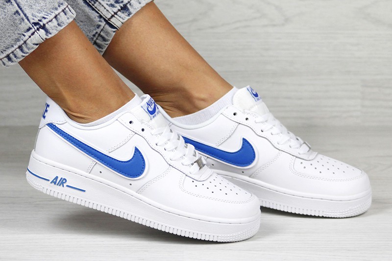 Женские кроссовки Nike Air Force Low белые с синим - Купить с по выгодной цене - Aspolo.ua