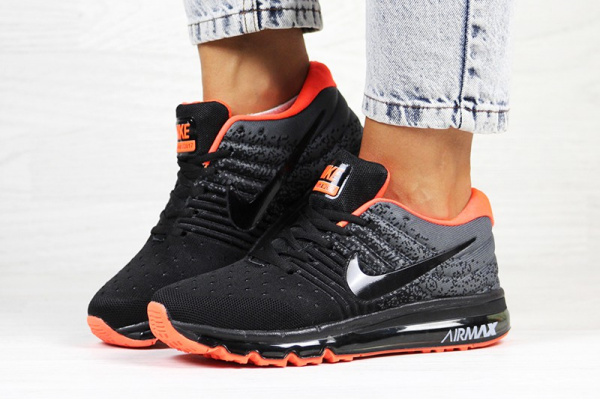 Женские кроссовки Nike Air Max 2017 черные с серым и оранжевым
