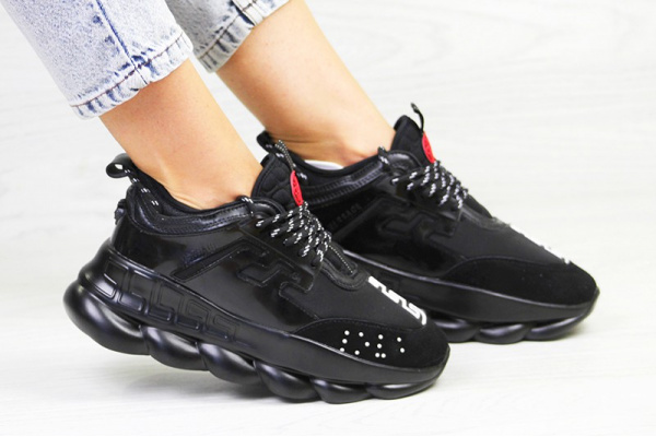 Женские кроссовки Versace Chain Reaction Sneakers черные