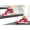 Купить Женские высокие кроссовки на меху Nike Air Jordan 1 Retro High OG красные с белым и черным